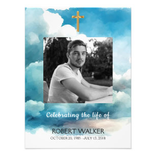 Blue Funeral Welcome Sign, Celebrating the life Photo Print