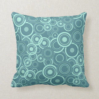 Blue Funky Circles Pattern Throw Pillow