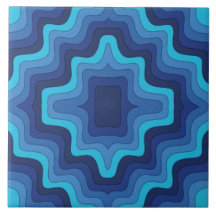 Blue Funky Retro Ceramic Tile