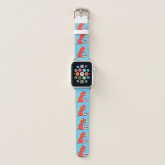 Blue Funny Cartoon Dinosaur Soccer Apple Watch Band