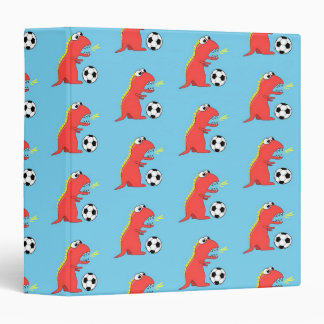 Blue Funny Cartoon Dinosaur Soccer Pattern 3 Ring Binder