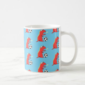 Blue Funny Cartoon Dinosaur Soccer Pattern Coffee Mug