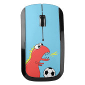 Blue Funny Cartoon Dinosaur Soccer Wireless Mouse (Front)