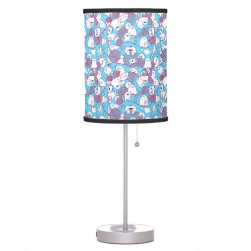 Blue Funny Cute Knitting Kitten Ball Table Lamp