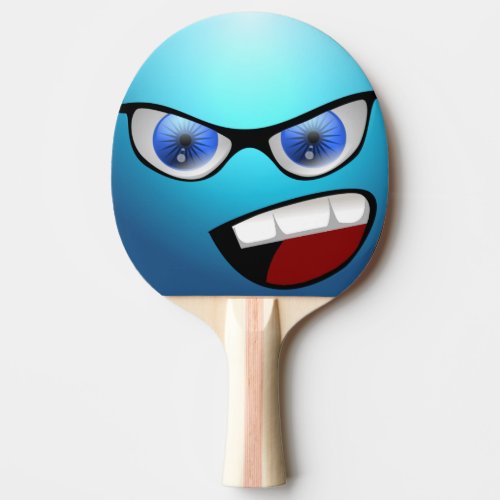 Blue Funny Face Table Tennis Paddle