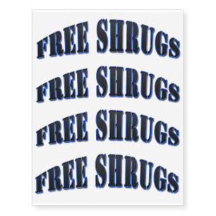 Blue Funny Free shrugs Temporary Tattoos