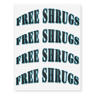 Blue Funny Free shrugs Temporary Tattoos