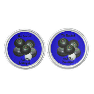 Blue Funny Lawn Bowls Bowled Beautiful Design, Cufflinks