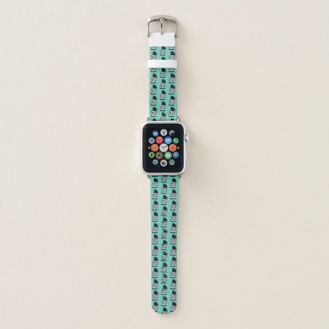 Blue Funny Mother's Day Best Cat Mom Ever Apple Watch Band (Front)