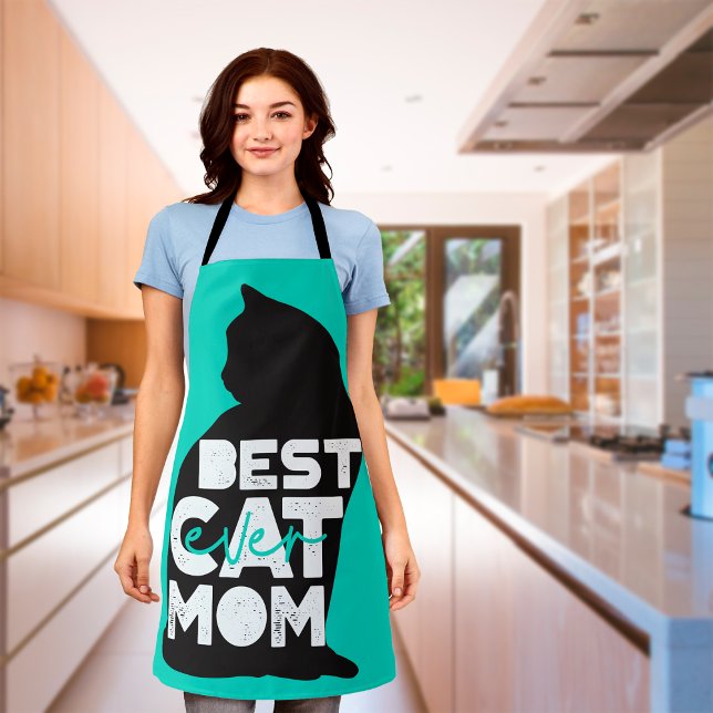 Blue Funny Mother's Day Best Cat Mom Ever Apron (Creator Uploaded)