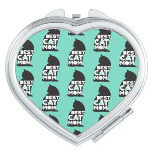 Blue Funny Mother's Day Best Cat Mom Ever Compact Mirror