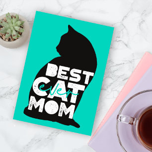 Blue Funny Mother's Day Best Cat Mom Ever Holiday Card