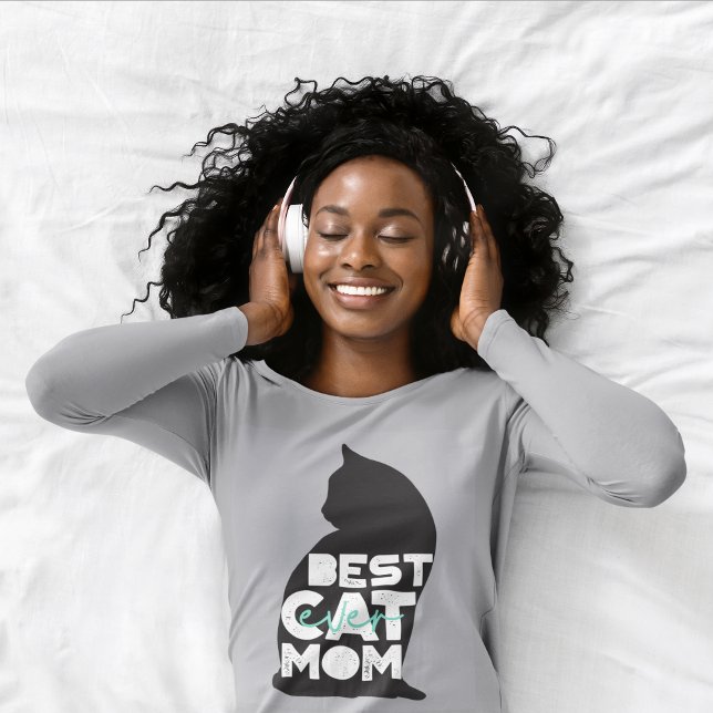 Blue Funny Mother's Day Best Cat Mom Ever T-Shirt (Creator Uploaded)