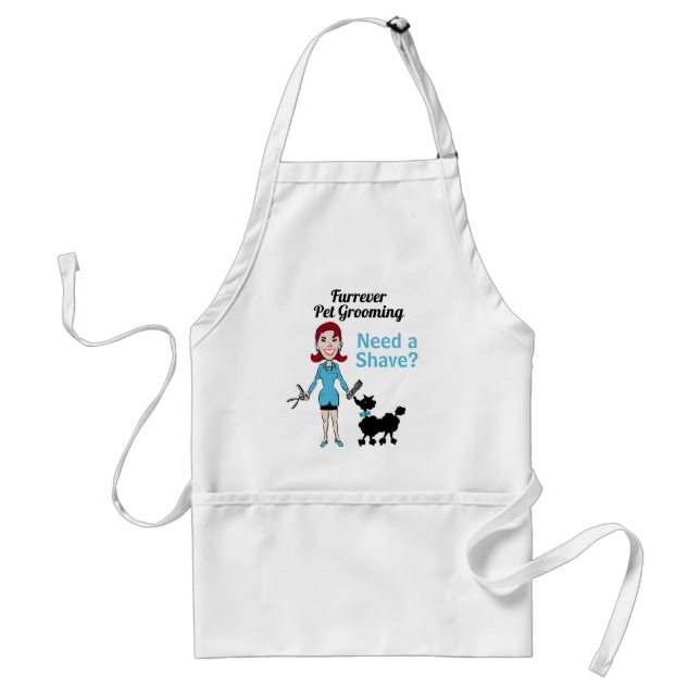 Blue Funny Need a Shave Groomer Adult Apron (Front)