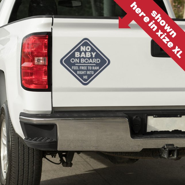 Blue Funny No Baby on Board Adult Caution Bumper Sticker (Creator Uploaded)