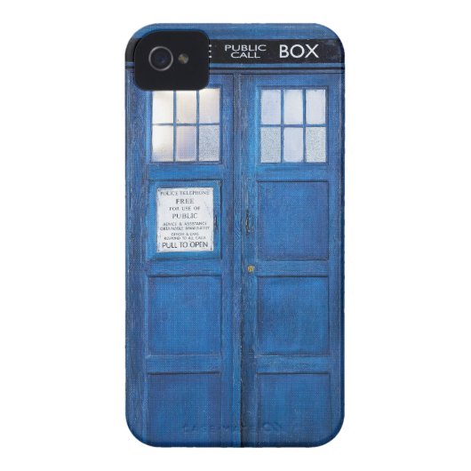 Blue Funny Phone Booth Call Box Case-Mate iPhone Case (Back)