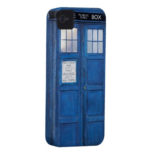 Blue Funny Phone Booth Call Box Case-Mate iPhone Case (Back/Right)