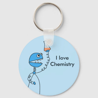 Blue Funny Robot Love Chemistry Personalized Keychain