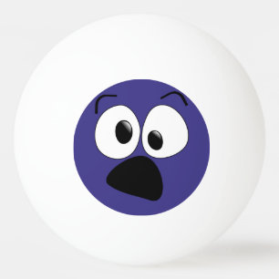 Blue Funny Silly Face Ping Pong Ball
