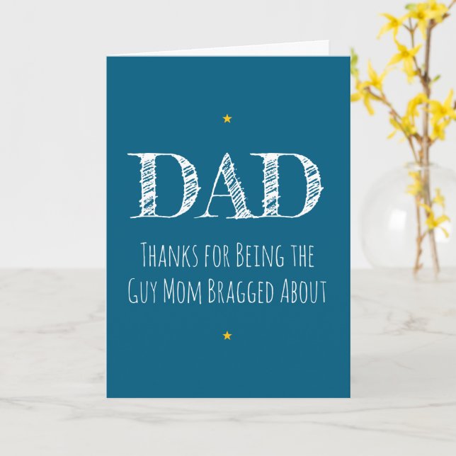 Blue Funny Witty Minimalist Fathers Day Greeting Card (Yellow Flower)