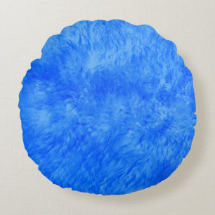 Blue Fur Frenzy Round Pillow