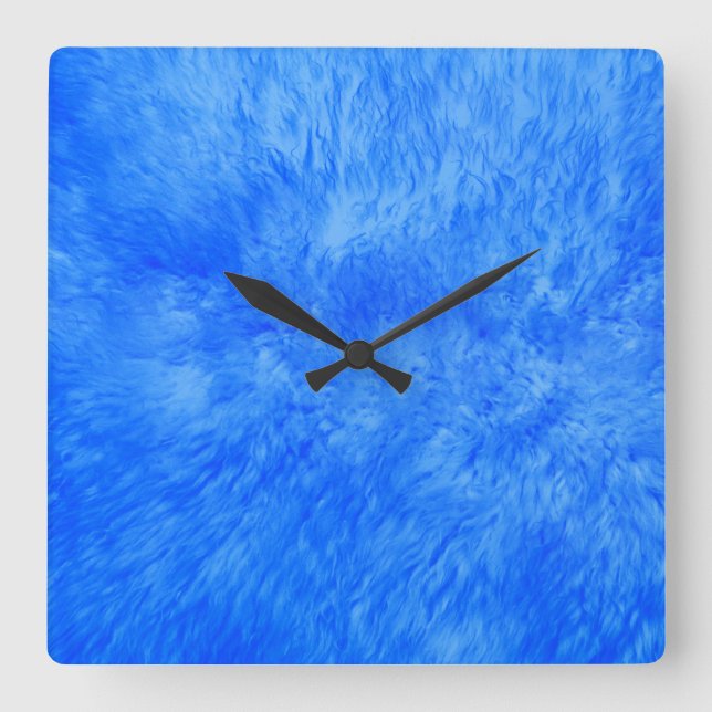 Blue Fur Frenzy Square Wall Clock (Front)