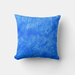 Blue Fur Frenzy Throw Pillow