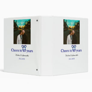 Blue g bow cheers to 40 years anniversary wedding 3 ring binder