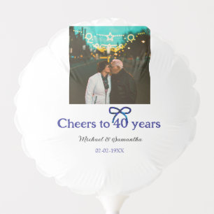 Blue g bow cheers to 40 years anniversary wedding balloon