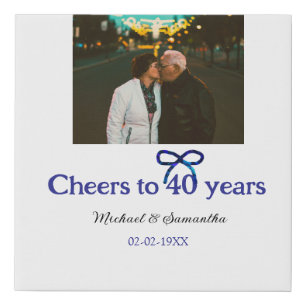Blue g bow cheers to 40 years anniversary wedding faux canvas print