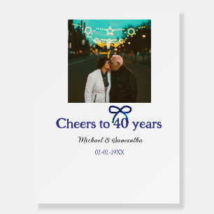 Blue g bow cheers to 40 years anniversary wedding foam board