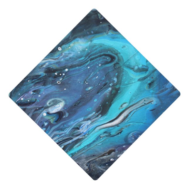 Blue Galaxy Abstract Graduation Cap Topper (Front)