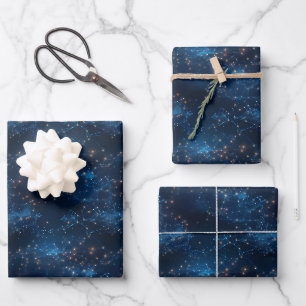 Blue Galaxy Abstract Wrapping Paper Sheets