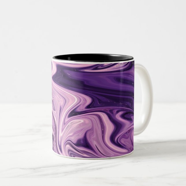 Blue galaxy art pattern Two-Tone coffee mug (Front Right)