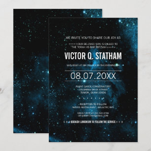 Blue Galaxy Bar Mitzvah Party Invite