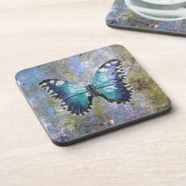 Blue Galaxy Butterfly Drink Coaster (Left Side)