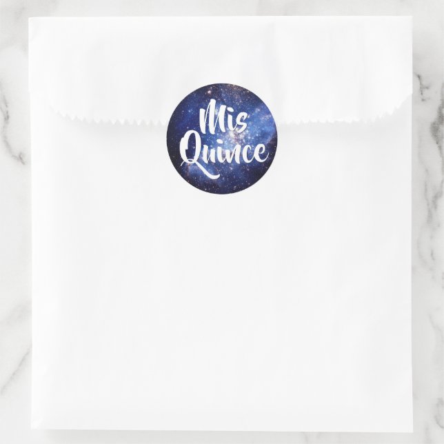 Blue Galaxy Celestial Photo Mis Quince Birthday Classic Round Sticker (Bag)