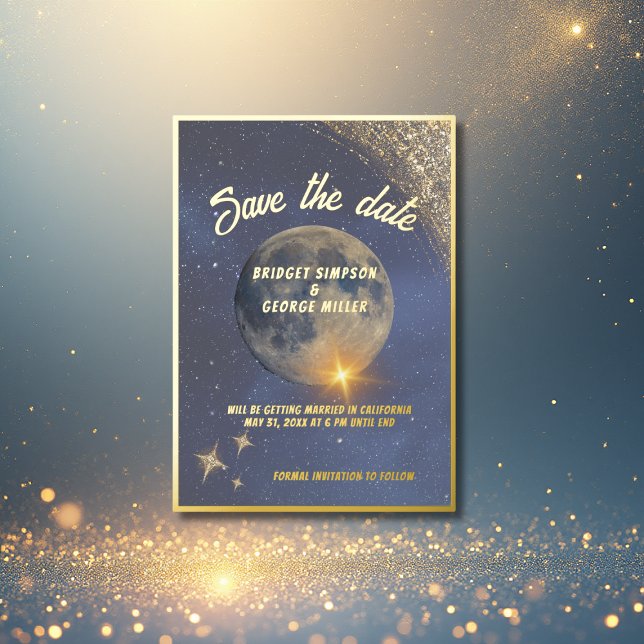blue galaxy celestial sky wedding safe the date foil invitation (Creator Uploaded)