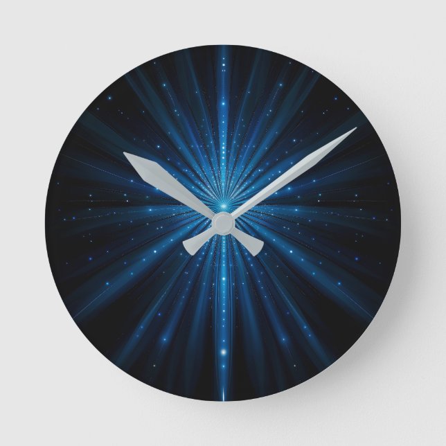 Blue Galaxy Continuum Cosmic Star Birth Blue Black Round Clock (Front)