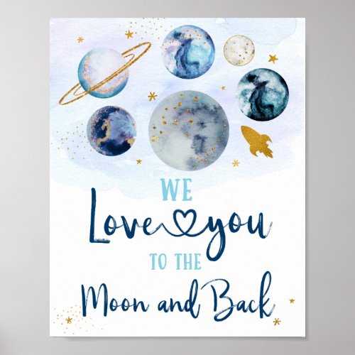 Blue Galaxy Love You To The Moon And Back Birthday Poster