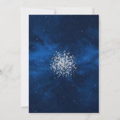 Blue Galaxy Night Sky with Silver Confetti Save The Date (Back)