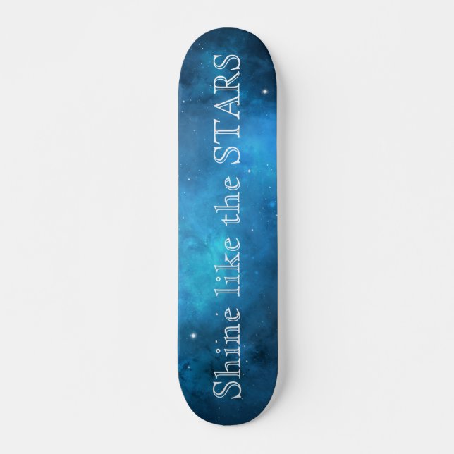 Blue Galaxy Outer Space Stars Skateboard (Front)