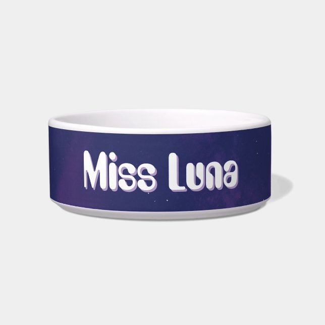 Blue Galaxy Outer Space Theme Custom Pet Bowl (Front)