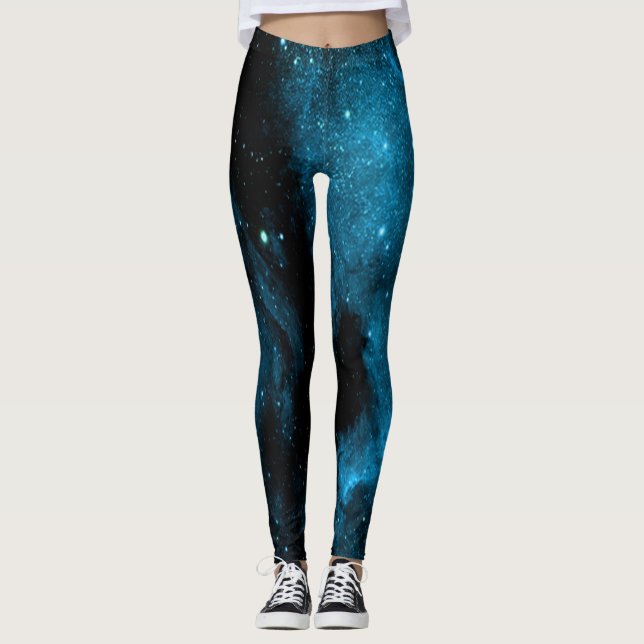 Blue Galaxy Print Leggings (Front)