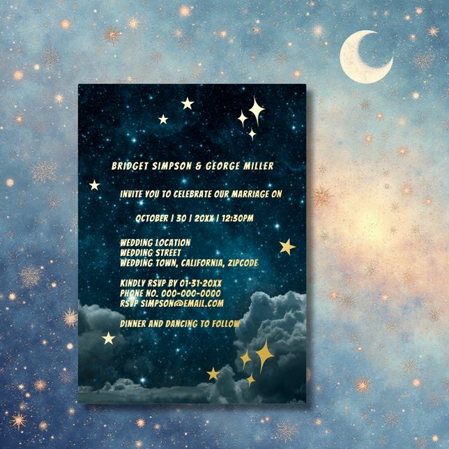 blue galaxy sky wedding  foil invitation (Creator Uploaded)