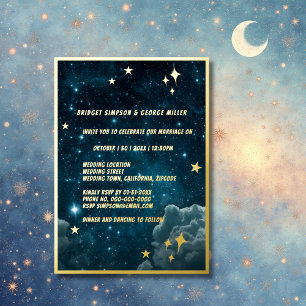 blue galaxy sky wedding gold foil invitation