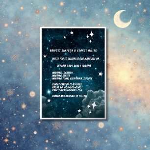 blue galaxy sky wedding silver foil invitation