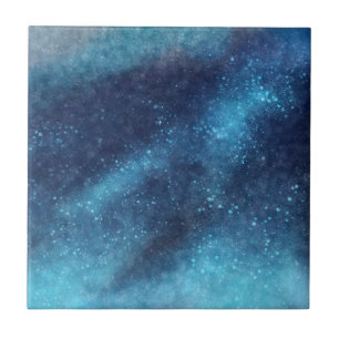 Blue Galaxy Sparkle Abstract Ceramic Tile