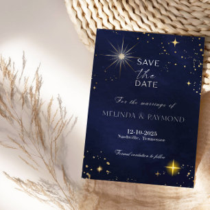 Blue Galaxy Star Save the Date Wedding Card