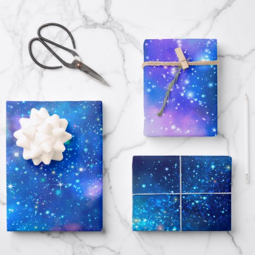 Blue Galaxy Stars Universe Wrapping Paper Sheets